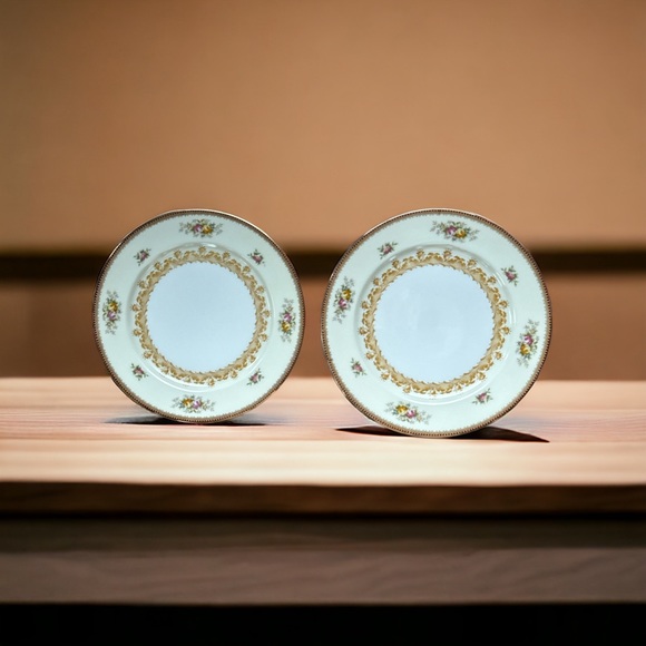 Meito China, Japan, Nassau Bread & Butter, Dessert Plates, Floral /Gold, set 6 - Picture 5 of 10